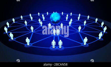 Lo sfondo del rendering 3D della rete People è perfetto per qualsiasi tipo di presentazione di notizie o informazioni. Lo sfondo presenta un layout elegante Foto Stock