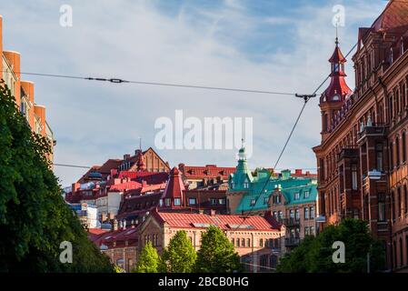 Svezia, Vastragotland e Bohuslan, Gothenburg, Linne District, skyline della città Foto Stock