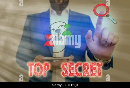 Segno di testo che mostra Top Secret. Business photo testo protetto da un elevato grado di segretezza Altamente confidenziale Foto Stock