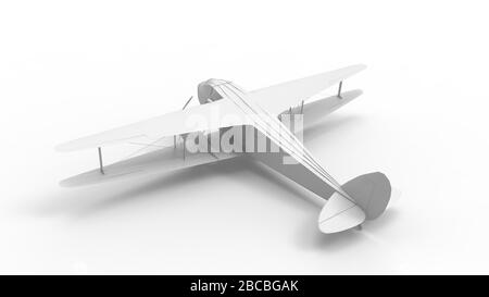 Rendering 3D di un aeroplano biplanare a doppia propulsione isolato Foto Stock