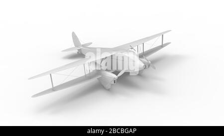 Rendering 3D di un aeroplano biplanare a doppia propulsione isolato Foto Stock