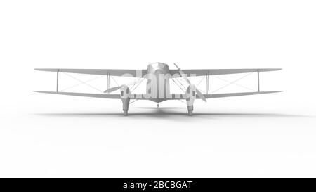 Rendering 3D di un aeroplano biplanare a doppia propulsione isolato Foto Stock
