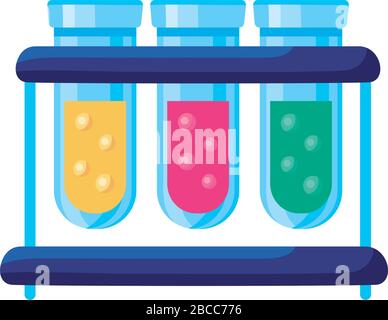 test delle provette mediche in laboratorio di base icona di stile dettagliato Illustrazione Vettoriale