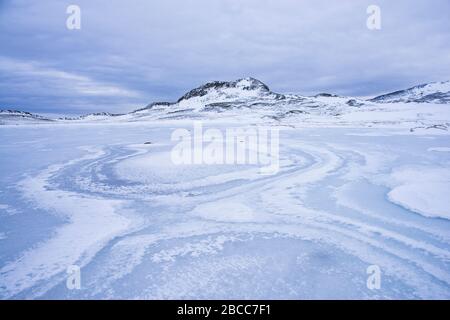 Penisola di Snaefelsnes, Islanda in condizioni invernali. Foto Stock