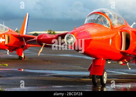 2 ex Royal Air Force Folland Gnat allenatore aereo al North Weald Airfield Foto Stock