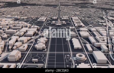 Washington DC mappa della città 3D rendering. Vista satellitare aerea. Foto Stock
