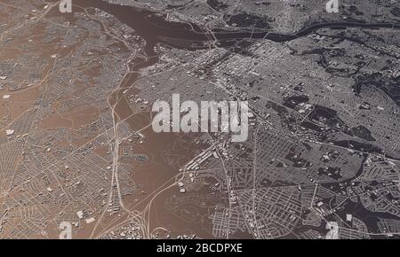Washington DC mappa della città 3D rendering. Vista satellitare aerea. Foto Stock