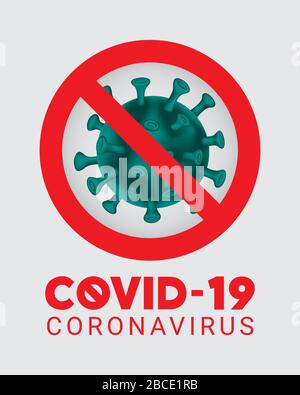 Arrestare COVID-19 2019-nCoV. Arrestare il virus della corona. Segni attenzione coronavirus. Attenzione COVID-19. Focolaio di coronavirus. Illustrazione Vettoriale
