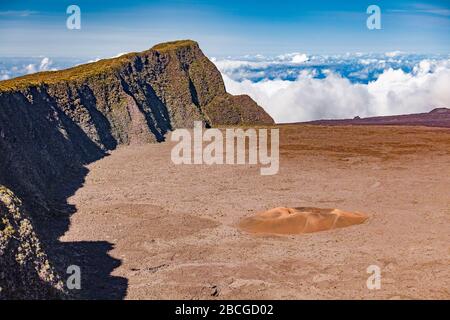 Piton de la Fournaise, vulcano molto attivo sull'isola francese la Reunion nell'Oceano Indiano, fotografia paesaggistica Foto Stock