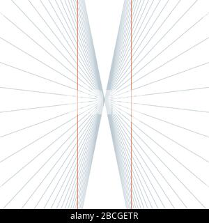 L'illusione di Hering. Due linee diritte e parallele sono presentate davanti allo sfondo radiale, le linee appaiono come se fossero state curvate verso l'esterno. Foto Stock