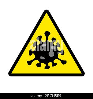 COVID-19 (SARS cov 2) segno di avvertimento vettoriale piatto coronavirus, icona, simbolo, logo su sfondo trasparente, variante n. 3 Illustrazione Vettoriale