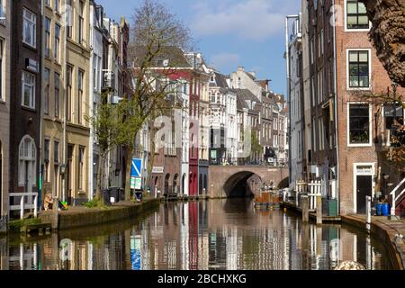 Case accanto al Oudegracht a Utrecht Foto Stock