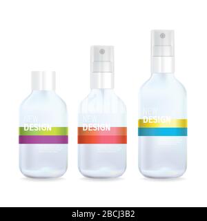 Design del flacone spray in plastica trasparente Illustrazione Vettoriale