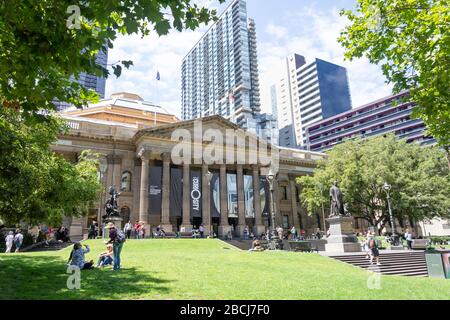 State Library Victoria, Swanston Street, City Central, Melbourne, Victoria, Australia Foto Stock