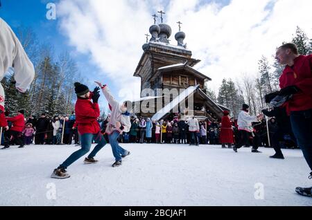 Malye Korely. Combattimenti russi. Combattimenti a mano della Russia. Russia, regione di Arkhangelsk Foto Stock