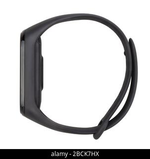 percorso a mano smart band fitness tracker isolato su bianco Foto Stock