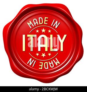 Sigillo in cera rossa - Made in Italy Foto Stock