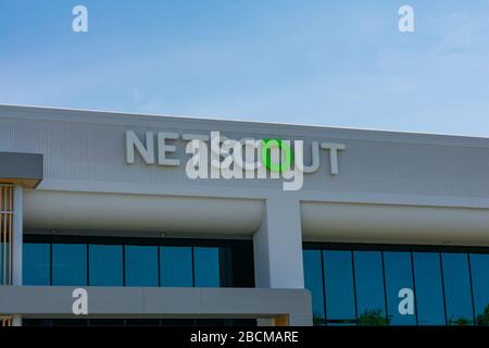 Netscout firma il campus della sede aziendale nella Silicon Valley. Netscout è un fornitore di prodotti per la gestione delle prestazioni delle applicazioni e della rete - San Jose Foto Stock