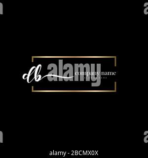 DB lettera iniziale grafia logo mano disegnata modello vettore, logo per la bellezza, cosmetici, matrimonio, moda e business Illustrazione Vettoriale