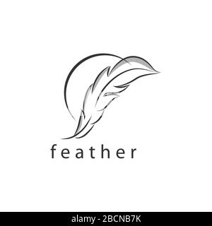 Modello Creative Feather Concept Logo Design Illustrazione Vettoriale