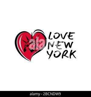 I Love New York Design su sfondo bianco illustrazione vettoriale Illustrazione Vettoriale