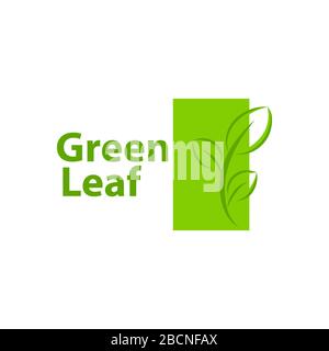 Modello vettoriale con logo ecologico biologico Green Leaf Illustrazione Vettoriale