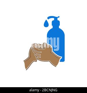 Icona vettore piano lavaggio a mano. Icona vettore di pulizia mani piatte Illustrazione Vettoriale