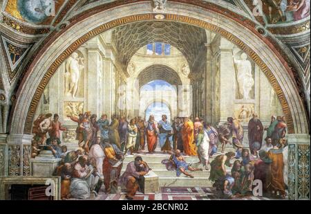 Città del Vaticano - palazzi vaticani - stanza della Segnatura - Raffaello Sanzio - Scuola di Atene - 1510 - 1511 Foto Stock