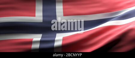 Simbolo di Norvegia. Bandiera nazionale norvegese ondeggiante sfondo texture, banner. figura 3d Foto Stock
