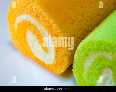 Green pandan e aroma di arancio dolce rotolo Foto Stock