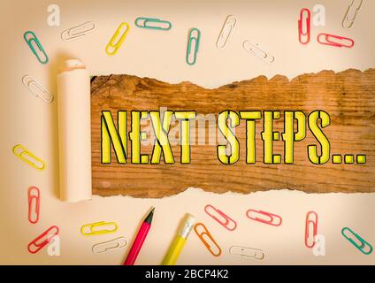 Testo per la scrittura di parole passi successivi. Foto di affari che mostra qualcosa che fate o progettate dopo che abbiate finito qualcos'altro Foto Stock