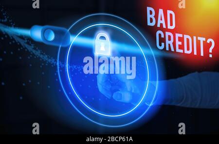 Segno di testo mostra una cattiva Creditquestion. Business photo vetrina inabilityof una dimostrazione di ripagare un debito in tempo e in piena Foto Stock