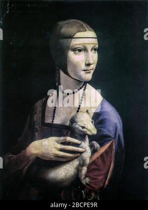 Polonia Cracovia Muzeum Narodowe - Leonardo da Vinci - Signora con Ermine (Cecilia Gallerani) - 1484 Foto Stock