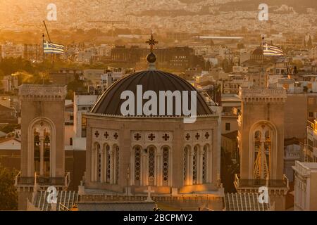 Grecia, Atene: Splendida vista sulla città dal tetto dell'Electra Metropolis Hotel, Mitropoleos 15 Foto Stock