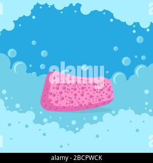 Spugne bagno rosa isolate su sfondo bianco Illustrazione Vettoriale