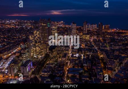 Tel Aviv vista aerea del centro città, Israele Foto Stock