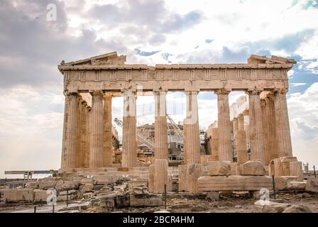 Partenone ad Atene, Grecia in un giorno di sole Foto Stock