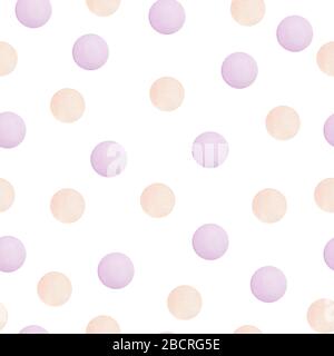 motivo a ripetizione senza cuciture con cerchi viola e pesca, superficie brillante per tessuti, progetti di avvolgimento, poster, sfondi per feste Foto Stock