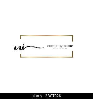 NI Initial Letter Handwriting logo vettore modello disegnato a mano, logo per la bellezza, cosmetici, matrimoni, moda e business Illustrazione Vettoriale