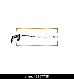 PG lettera iniziale logo calligrafia vettore modello disegnato a mano, logo per la bellezza, cosmetici, matrimoni, moda e business Illustrazione Vettoriale