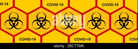 Un pittogramma grafico noto in tutto il mondo che indica la contaminazione biologica di una data area o oggetto. Illustrazione Vettoriale