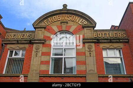 La Frederic Robinson Unicorn Brewery, birrifici, imbottigliatori, uffici, Lower Hillgate, Stockport, Greater Manchester, Inghilterra, Regno Unito, SK1 1JJ Foto Stock