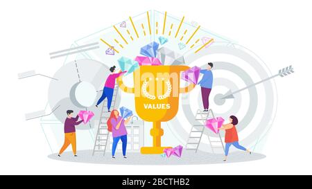 I valori aziendali concetto. I valori aziendali condivisi da personale. Illustrazione Vettoriale