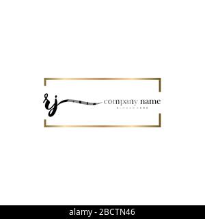 RJ lettera iniziale logo calligrafia vettore modello disegnato a mano, logo per la bellezza, cosmetici, matrimoni, moda e business Illustrazione Vettoriale