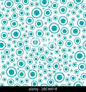 Il tratto di pennello blu circonda lo sfondo del motivo vettoriale senza giunture. Moderno ed elegante sfondo a pois denso. Illustrazione irregolare disegnata a mano. Acqua funky Illustrazione Vettoriale