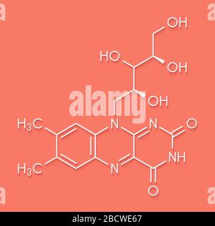 Molecola di vitamina B2 (riboflavina). Formula scheletrica. Foto Stock