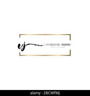 VJ lettera iniziale logo calligrafia vettore modello disegnato a mano, logo per la bellezza, cosmetici, matrimoni, moda e business Illustrazione Vettoriale