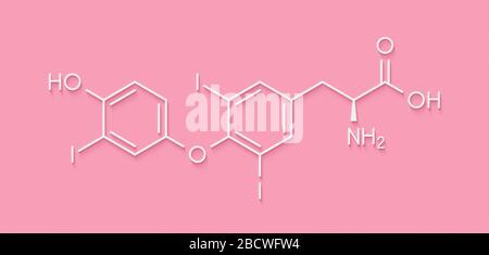 Triiodotironina (T3, liotironina) molecola di ormone tiroideo. Ormone ipofisi della ghiandola. Utilizzato anche come farmaco per il trattamento dell'ipotiroidismo. Formula scheletrica. Foto Stock