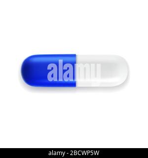 3d realistico Medical pill. Capsule per grafica, Mockup. Infezione da virus Corona, nuova malattia da coronavirus 2019, COVID-19,nCoV 2019. Vettore Illustrazione Vettoriale