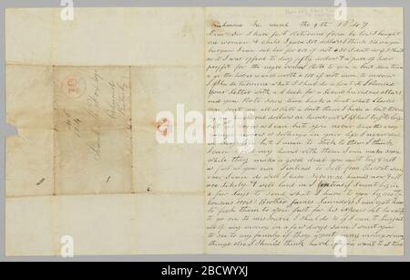 Lettera a Samuel Fox da Giles Saunders per quanto riguarda il commercio degli schiavi. Questa lettera è stata scritta a Richmond, Virginia, il 9 marzo 1847, da Giles Saunders a Samuel Fox di Richmond, Kentucky. Saunders discute l'acquisto e la vendita successiva di una donna schiaved così come parecchie altre persone schiavate che ha comprato e progetta portare verso ovest. Lettera a Samuel Fox da Giles Saunders per quanto riguarda il commercio degli schiavi Foto Stock